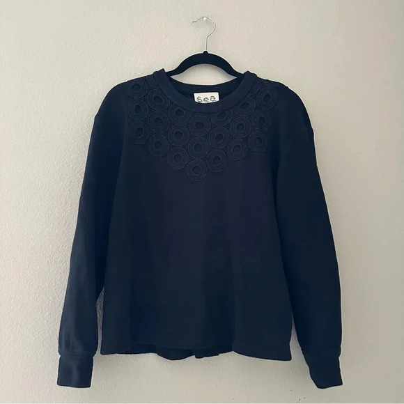 SEA NEW YORK Eyelet Pullover Sweatshirt Size XS - Picture 6 of 7